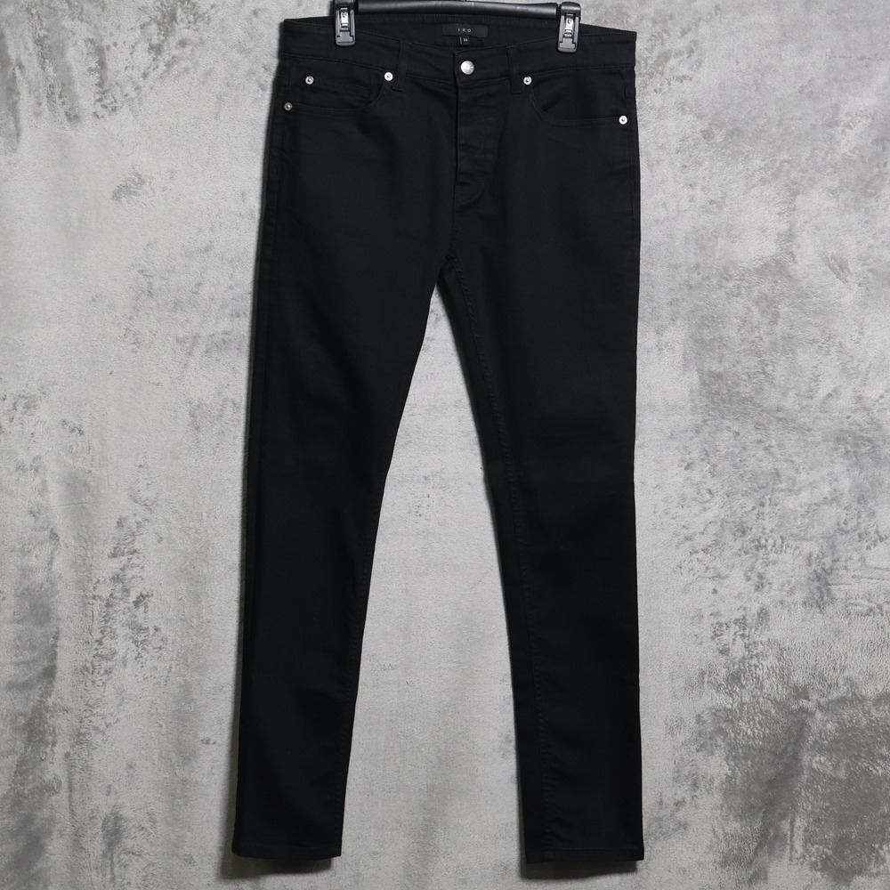 IRO Jeans Mens 33x31 Black FREEK-SS18 Slim Fit Button Fly Stretch Made in Italy